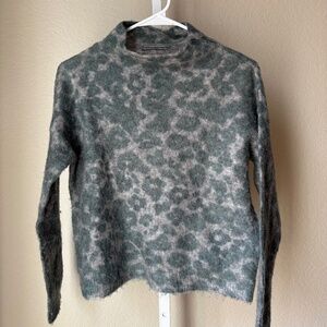 Anthropologie Wool Blend Animal Print Lightweight Cowl Neck Sweater